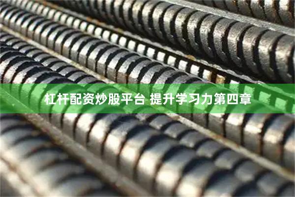 杠杆配资炒股平台 提升学习力第四章